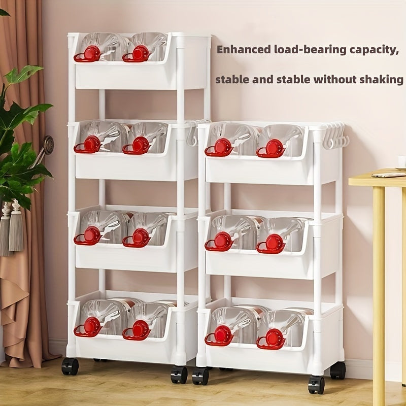 Premium 5-Tier Rolling Storage Cart - Roomy, BPA-Free, Manual Operation with Smooth-Gliding Wheels for Convenient Movement - Ideal for Organizing Living Room, Bedroom, or Dorm