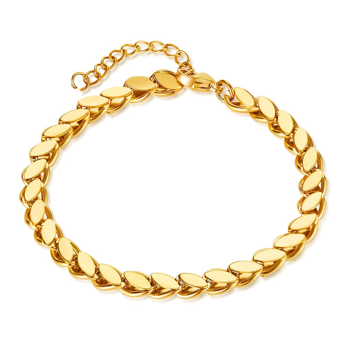 YicjSshi Boho Elegant Wheat Ear Bracelet in 18K Golden Plated Stainless Steel, One Piece for Women, Adjustable Chain Link Bangle, Versatile Jewelry for Daily and Party Wear