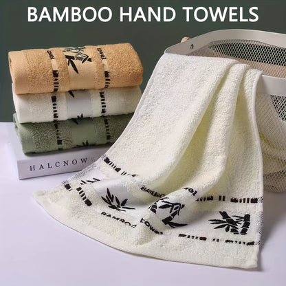 Bamboo Bliss 9pc Towel Set - 70% Bamboo Fiber, 30% Cotton, Soft & Quick-Dry, Includes 6 Hand Towels & 3 Bath Towels, Embroidered, for Bathroom & Gym, Wash Cloths