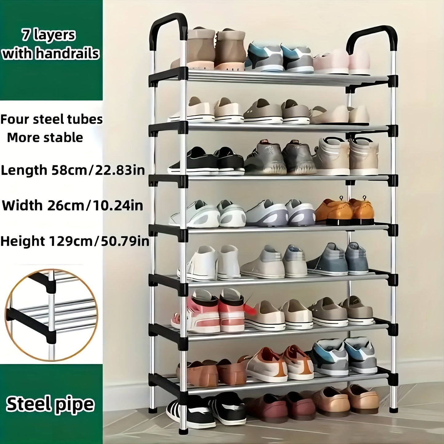 Durable Multi-Layer Shoe Rack - Spacious Storage, Simple to Assemble, Strong Steel Build for Home & Dorm Organization - Ideal for Entryway, Bedroom, and Living Room