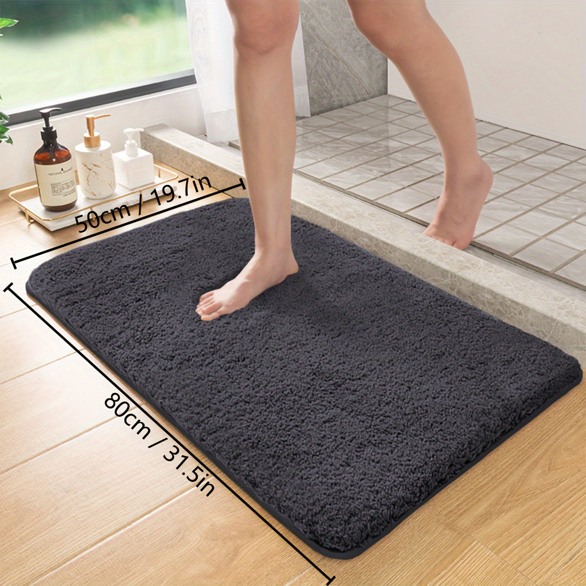 Thick Lamb Velvet Bath Mat with Ultra-Soft Feel - Highly Absorbent, Anti-Slip, and Stain-Resistant Rug for Home Entryway