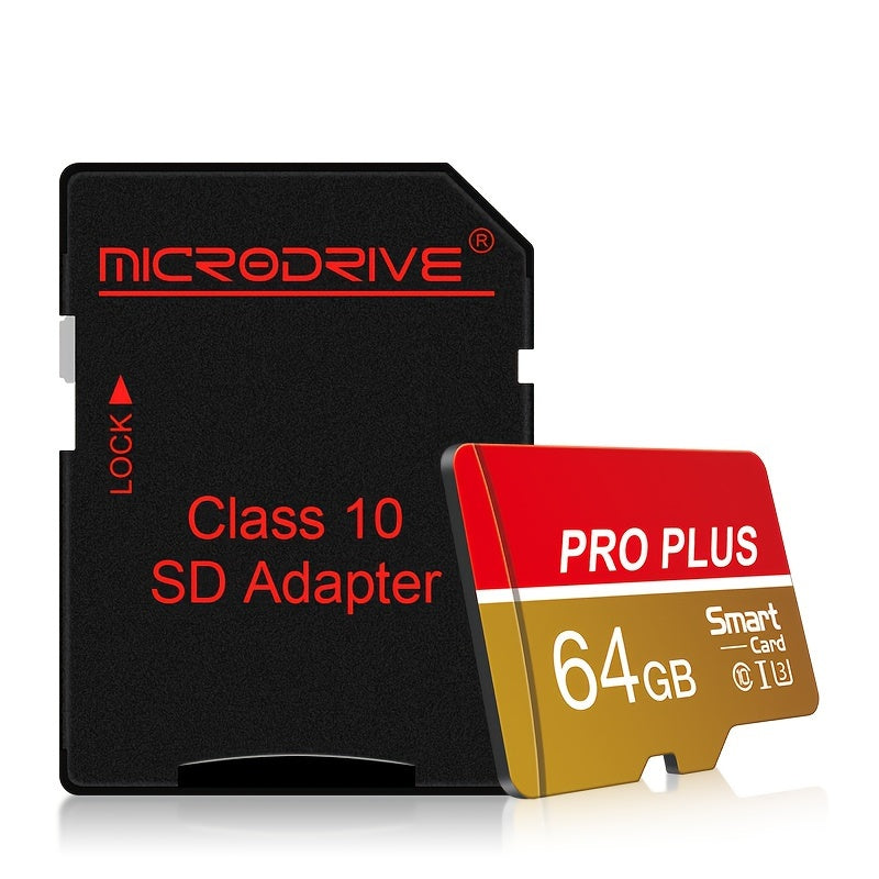 High-speed micro mini SD card available in various storage capacities with U3 Class 10 performance, compatible with SD adapter.