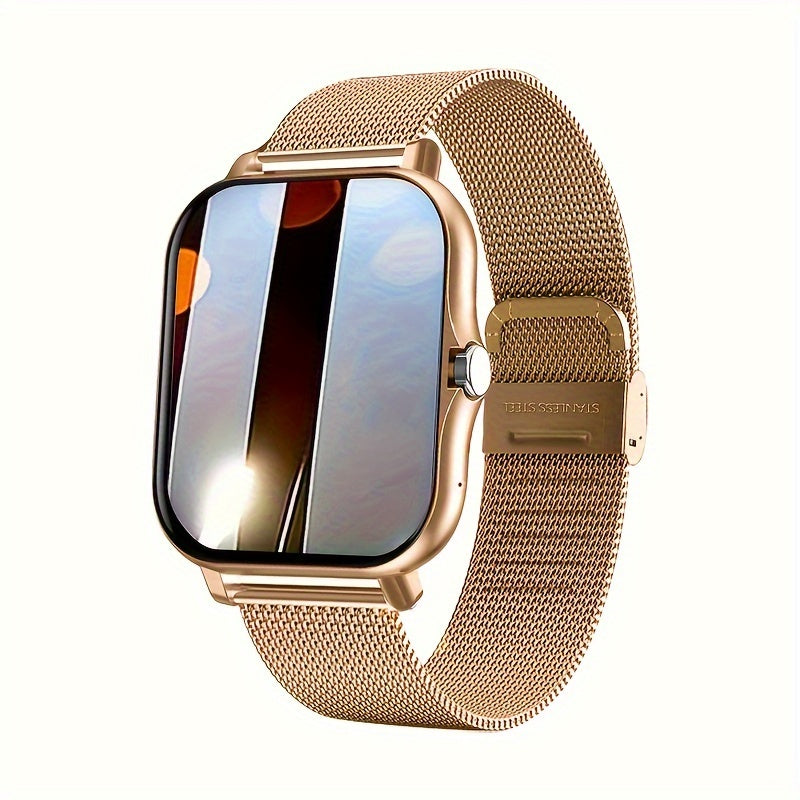 Gender-neutral Sports Smart Watch featuring a Vibrant Color Touch Screen, Personalized Dial, Compatible with Android & iOS, Sleek Alloy Case, Durable Stainless Steel Strap, Date & 24-Hour Display, Not Waterproof, Easy USB Charging, Long-lasting