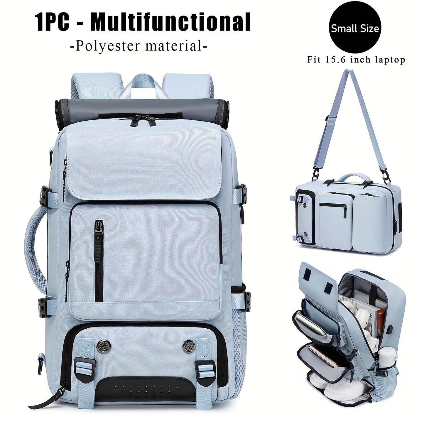 Versatile large backpack with shoe compartment & USB port for outdoor activities, business, and college. Great gift idea for men and women.