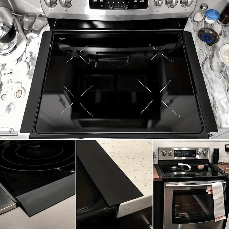 Protect your kitchen countertop, stove, and oven with this 2-pack of black silicone gap covers. These heat resistant seal strips are easy to clean and recommended for appliance interfaces. Perfect for cooking, dining, and barbecue use.