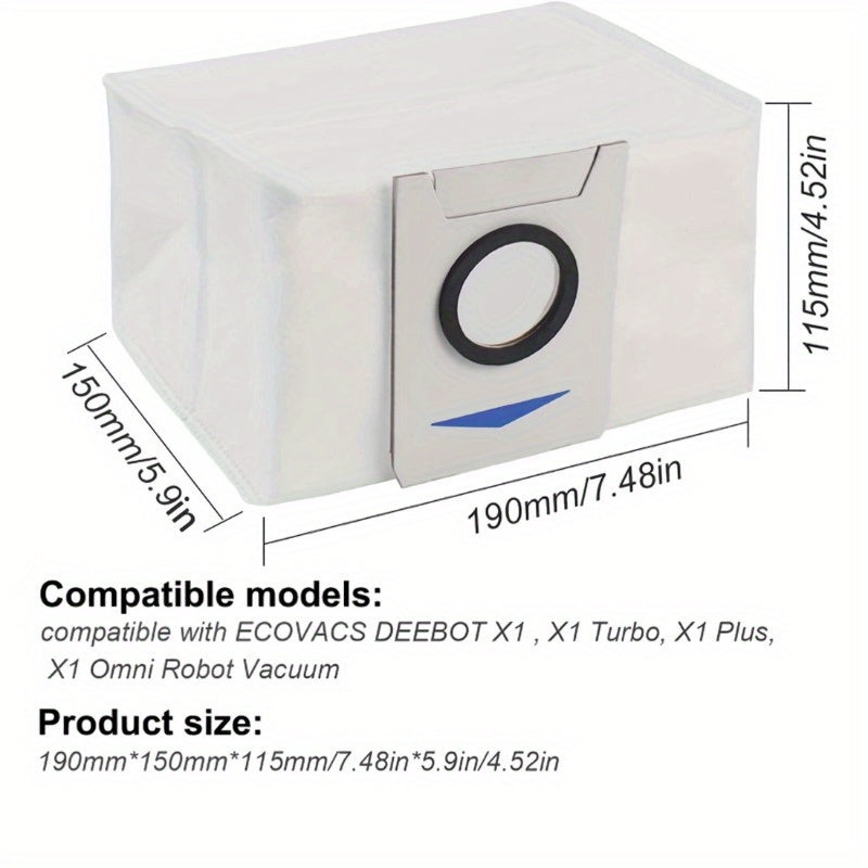 Получите 10 премиум мешков для пыли, разработанных для роботов-пылесосов ECOVACS и DEEBOT - совместимы с сериями X1, T10, T20. С высокой герметичностью и объемом 3 литра, эти мешки помогают поддерживать чистоту воздуха и порядок в вашем доме.