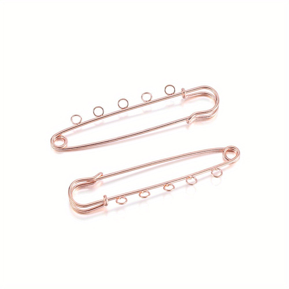 Iron safety brooch kilt pins findings accessories for jewelry making. Pack of 10 pieces measuring 80x20mm with a hole size of 3.5mm.