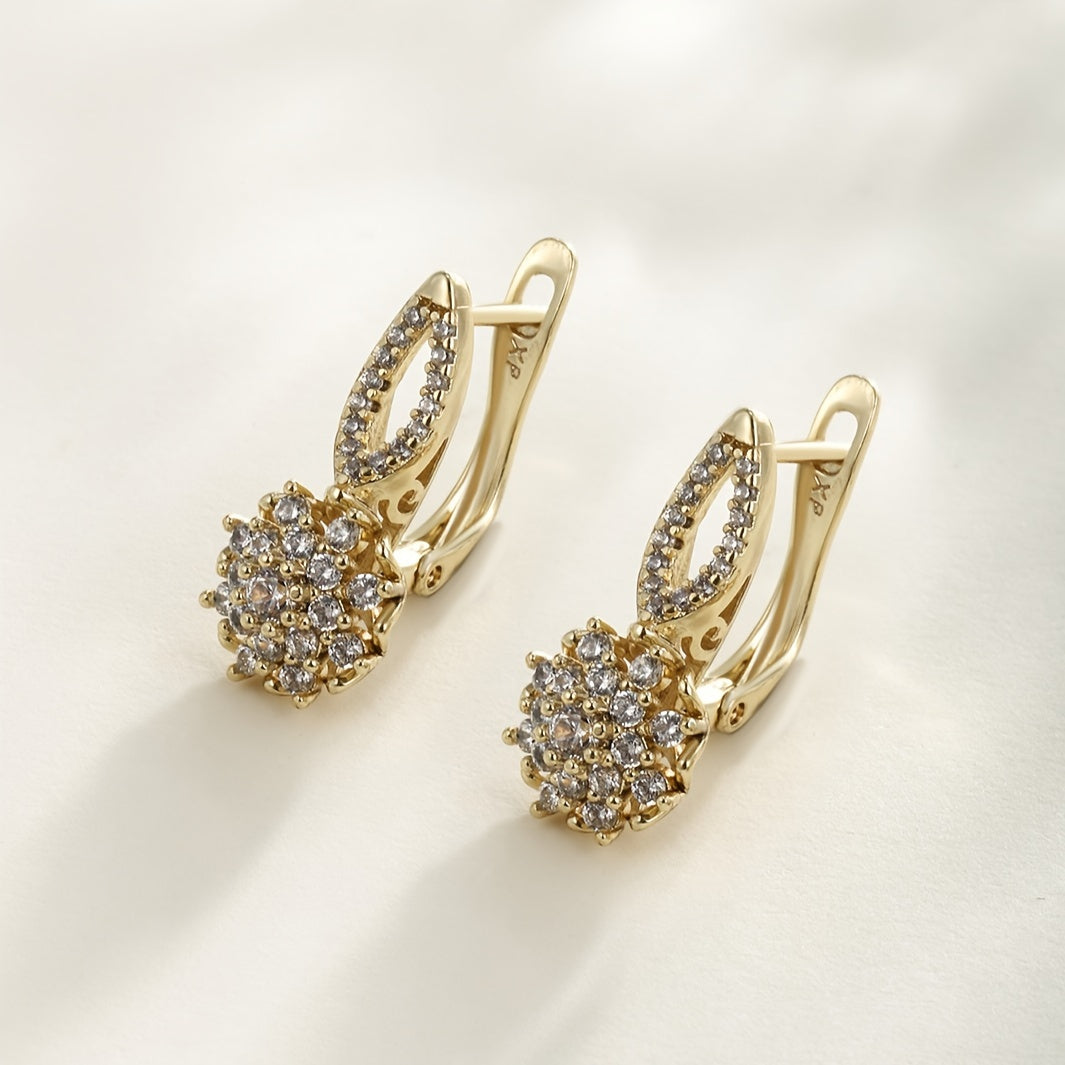 Luxurious XUPING JEWELRY Hoop Earrings Featuring Stunning Zirconia Snowflake Design - 14K Gold Plated for a Simple Yet Elegant Look, Crafted from Copper with Zirconia Inlay, Suitable for Everyday Wear or Special Occasions, A Thoughtful Thanksgiving Day