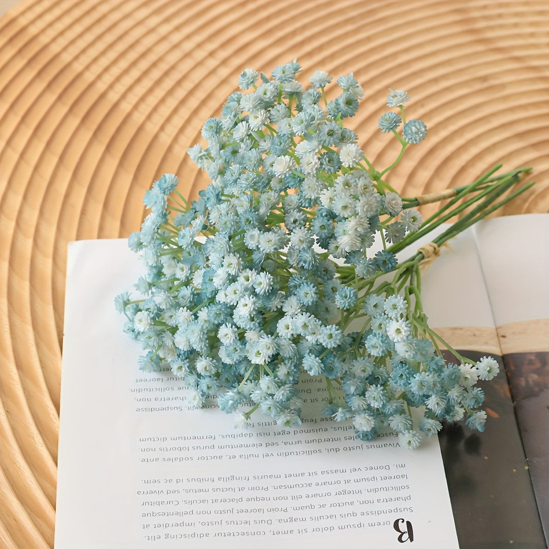 Vibrant artificial Gypsophila bouquet for various occasions, featuring realistic PE Youngsters's Breath flowers. Ideal for weddings, birthdays, bridal showers, and festive holidays. Perfect for home, table, cafe decoration, and photo props.