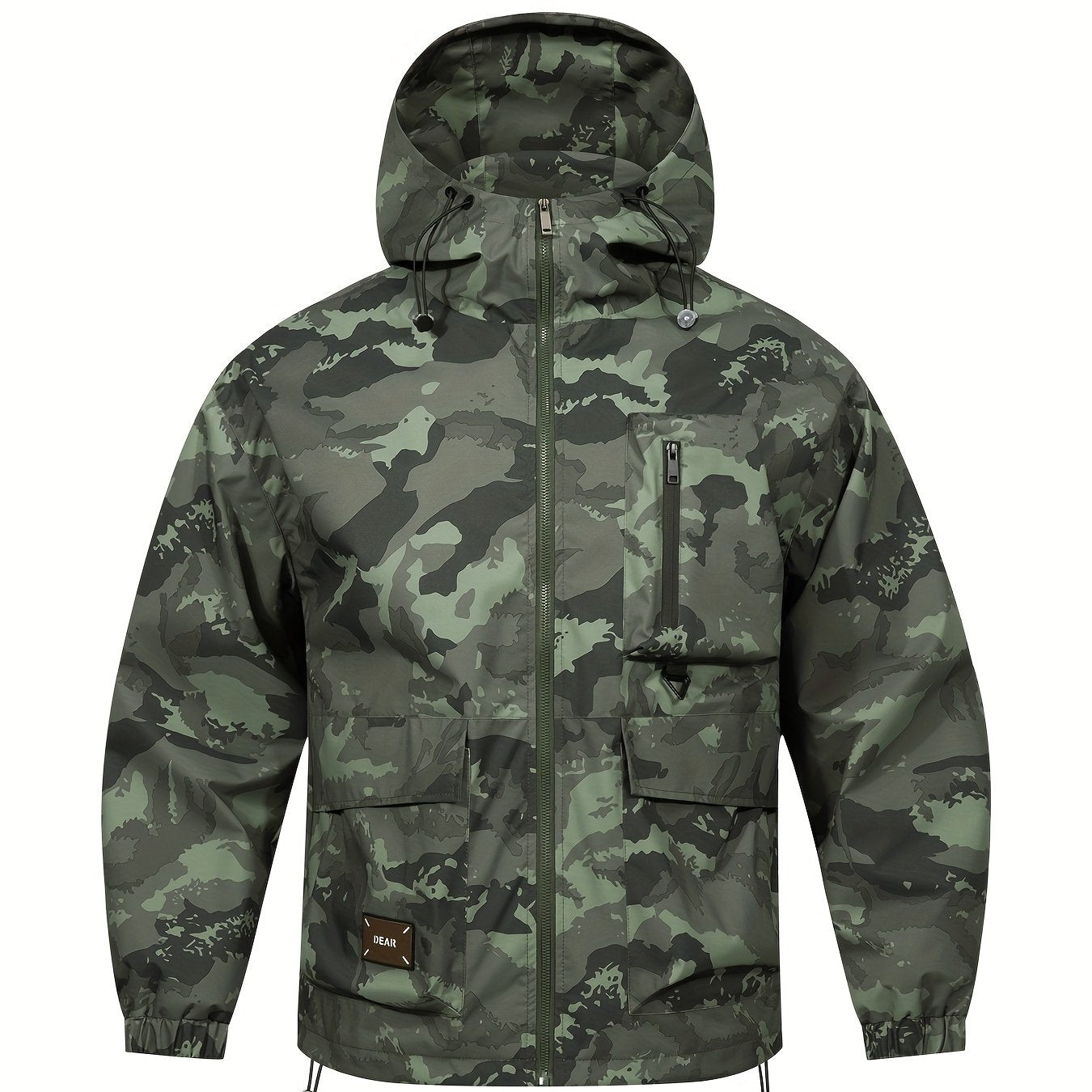 Men's Camouflage Hooded Zip Up Jacket, Multi-pocket Coat for Spring/Autumn Outdoor, Loose Cargo Hooded Jacket, Trendy Item.