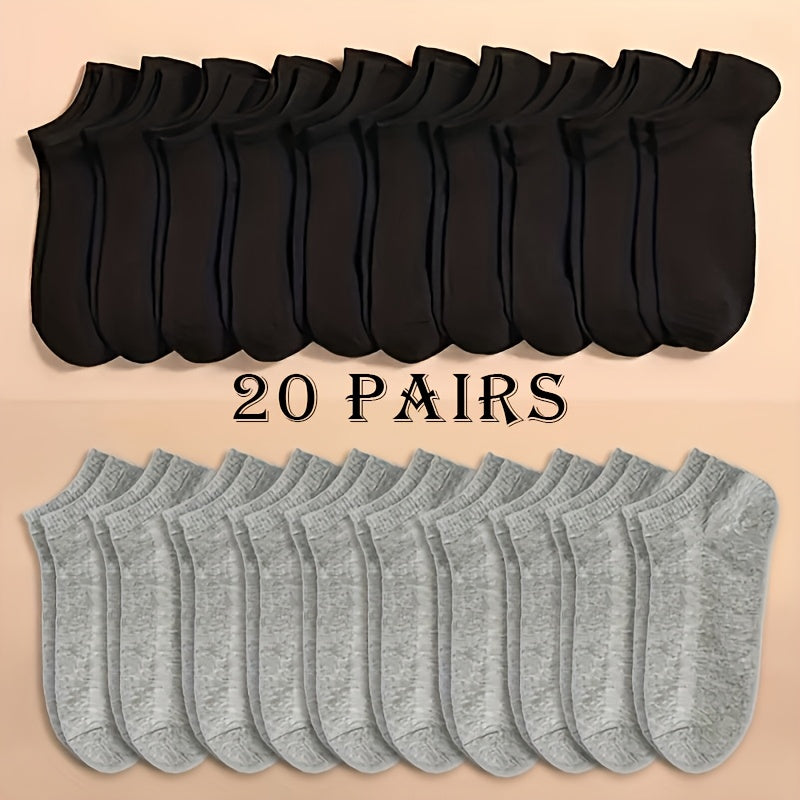 Breathable and lightweight ankle socks in packs of 10, 20, 40, or 60, ideal for sports and daily wear.