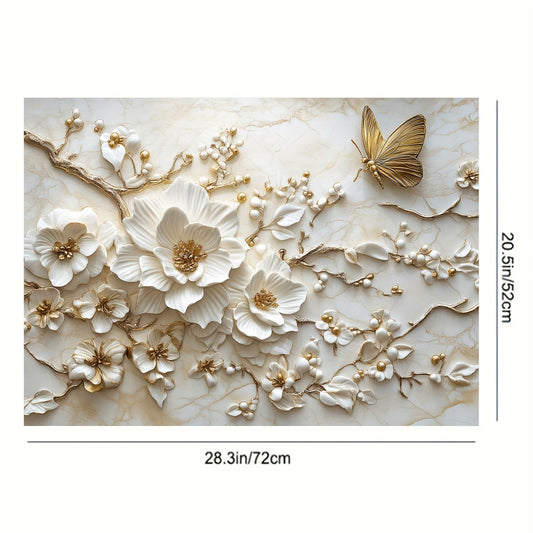 Protect your surfaces with this beautiful 1-piece floral butterfly non-slip mat made of heat-resistant plastic. Measuring 71.88cm x 52.07cm, this multipurpose cover is anti-scratch and perfect for use on electric glass stoves, flat-top ovens, washers