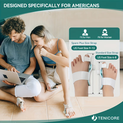 Tech Love Adjustable Corrector & Big Toe Straightener for Men and Women - Features 3 Angle Fixing Plates, Hammer Toe Brace, Hand-Washable, White & Blue Design, Functional Orthopedics.