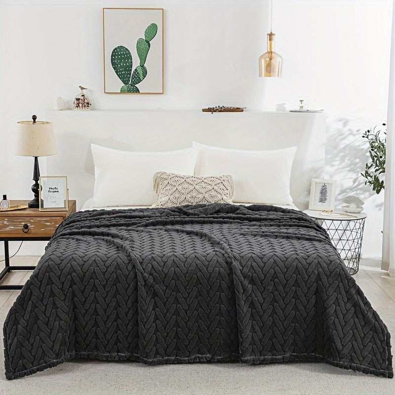 A stylish contemporary geometric-patterned taffeta blanket, weighing 250-300gsm and designed for multiple uses such as traveling, covering sofas, beds, or as home decor. This heavy-duty throw is machine washable and perfect for all seasons, making it an