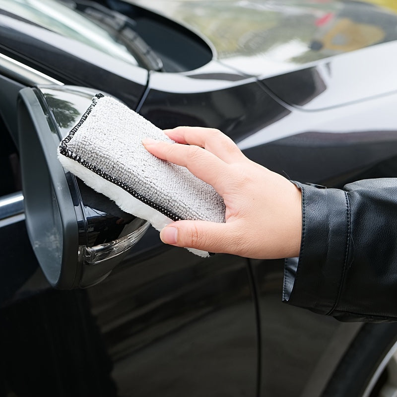 Microfiber Cleaning Sponge for Precision Cleaning - Dual Sided and Long-Lasting for Detailing Cars, Faux Leather, and Kitchen Surfaces - Stylish Gray with Black Trim - Versatile Cleaning Tool