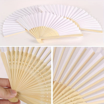 Set of 24 Wedding Fans made of Handheld Paper Folding Fans with Bamboo Handles - Perfect for Wedding Gifts, Parties, Home Decor, and Souvenir Gifts