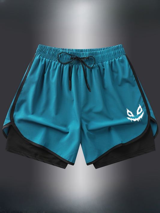 Men's sports shorts with fake two-piece design, perfect for training and running.