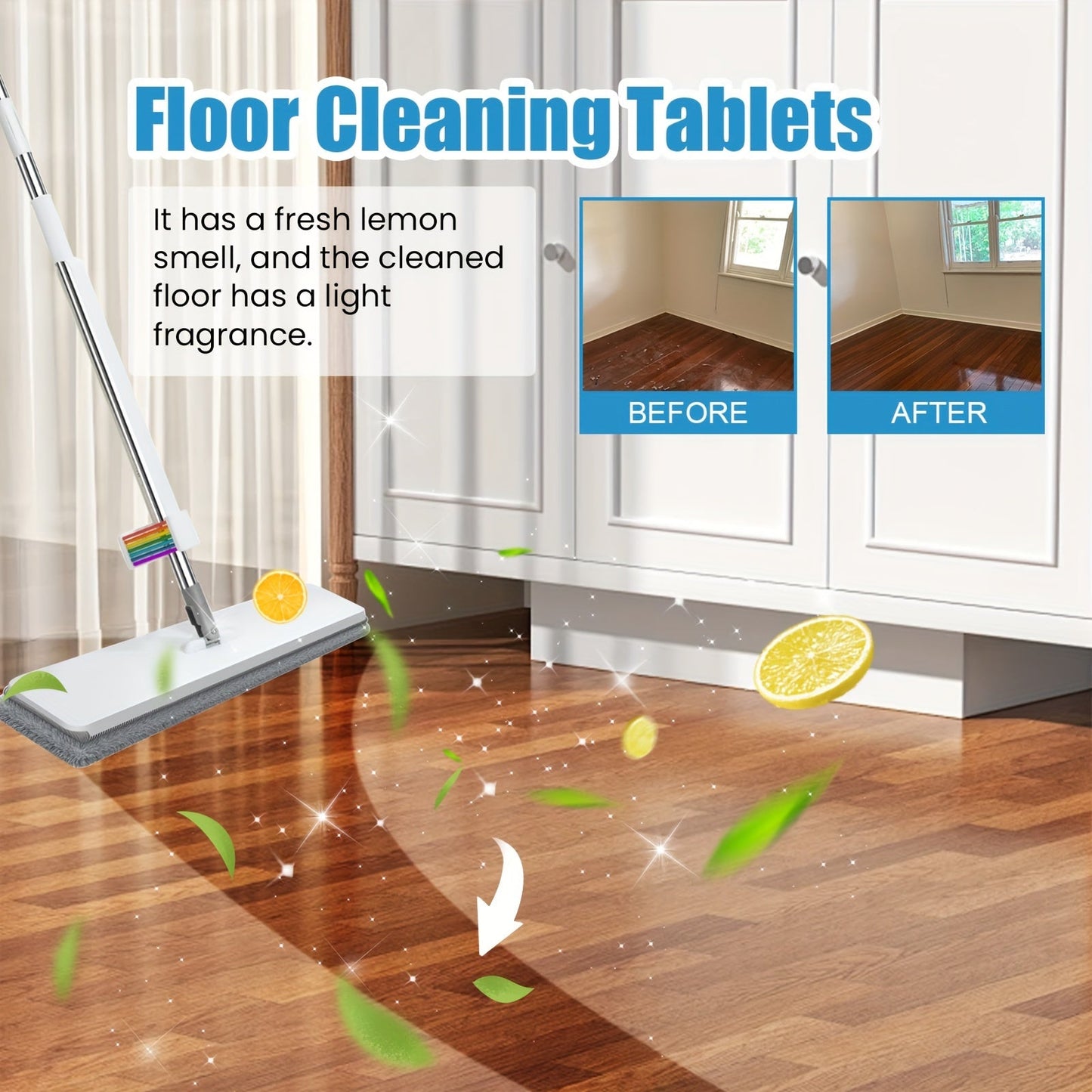 Gentle Floor Cleaning Tablets - 100g for Wood and Marble Floors, Removes Stains and Enhances Shine