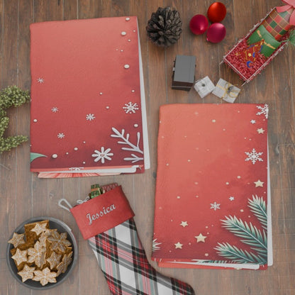 Set of 2 kitchen towels measuring 45.72*66.04 cm each, includes a tea towel with a festive Christmas winter theme. Ideal for enhancing kitchen decor and as a holiday gift, adorned with charming snowflakes.