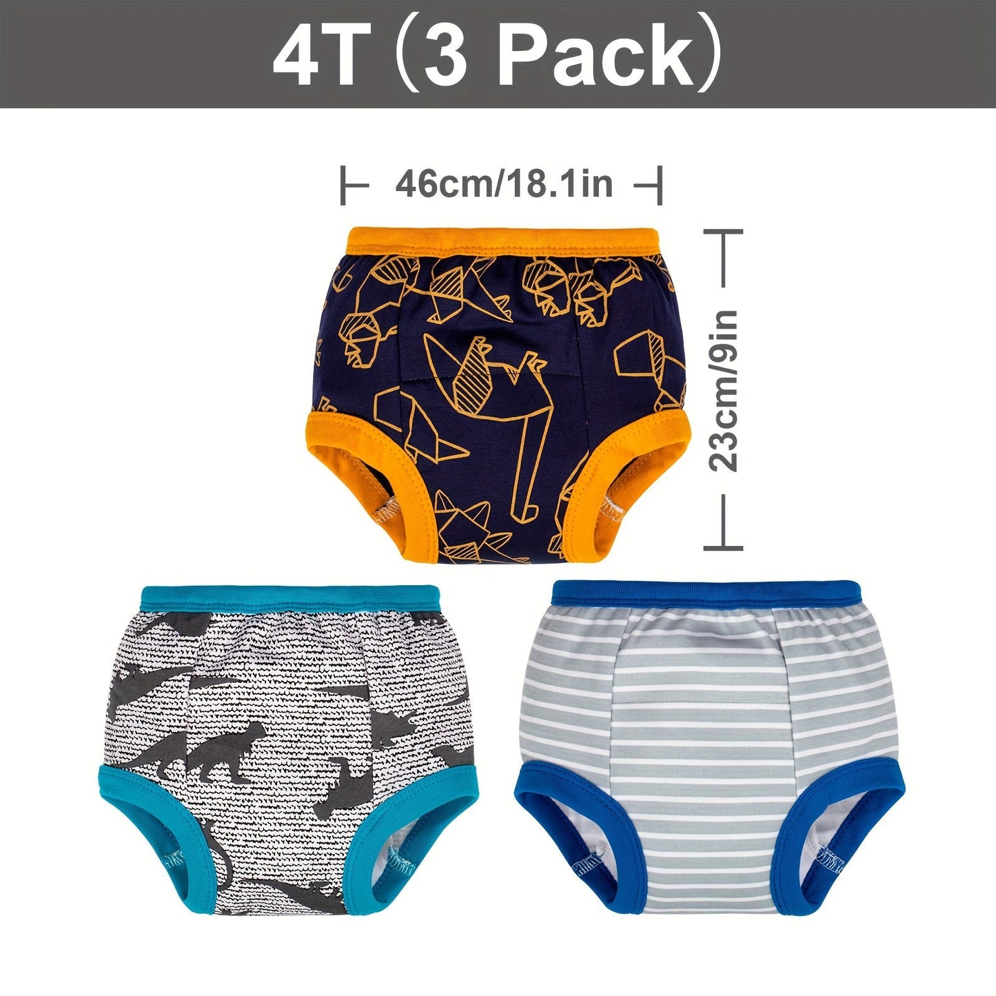 Set of 3 Cartoon Animal Diapers: Soft Training Pants with 6-Layer Washable Cloth Diaper, Perfect for Toilet Training. Made with Breathable Cotton Material, Ideal Gift for Christmas, Halloween, Thanksgiving, New Year's, and Valentine's Day.