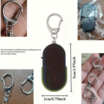 WhistleGuard Anti-Lost Key Finder with LED light and voice control pendant. Battery-operated for travel and daily use.