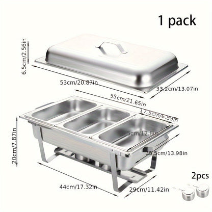 Durable Stainless Steel Buffet Warmer Set: Easy to Clean, Space-Saving Design for Restaurants, Food Service, and Home Entertaining - Perfect for Christmas, Halloween, Easter, Hanukkah, and Thanksgiving Gatherings