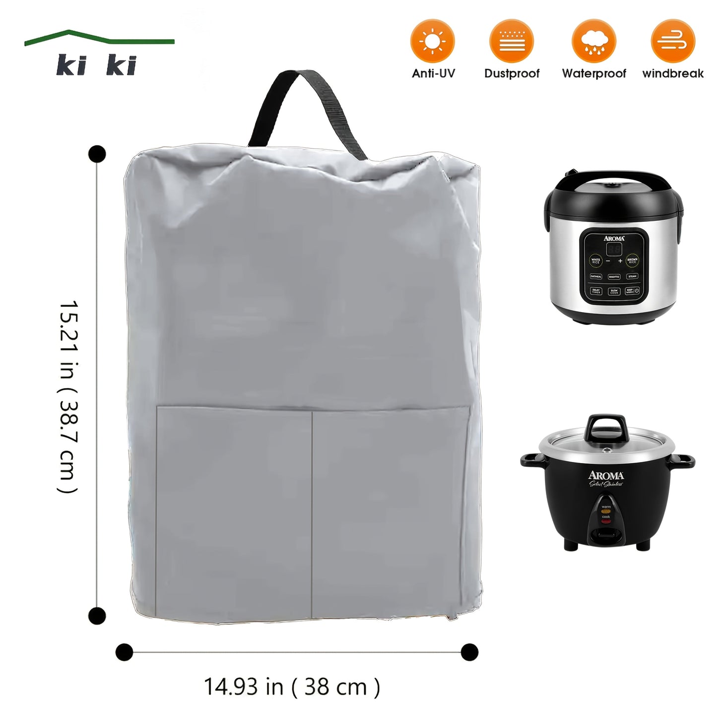 Protect your kitchen appliances with this versatile Rice Cooker Cover. Featuring a pocket and handle for easy transportation, this dust cover is suitable for electric pressure cookers, air fryers, steamers, and more. Keep your appliances safe and clean