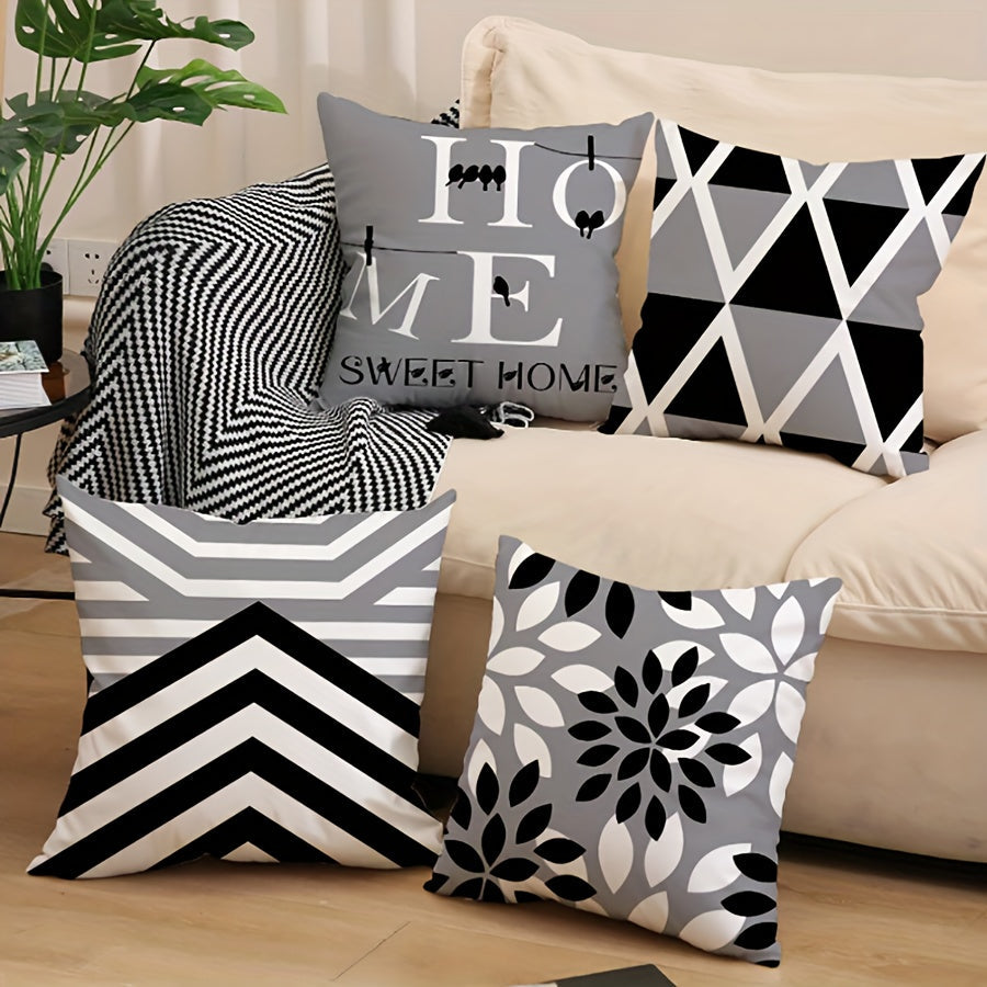 Decorate your home with our Home Sweet Home Decorative Sofa Pillow Cover! Featuring a stylish gray geometric design, this single-sided printed cushion cover measures 44.96x44.96 cm and is perfect for your room, sofa, bed, or car. (Pillow core not