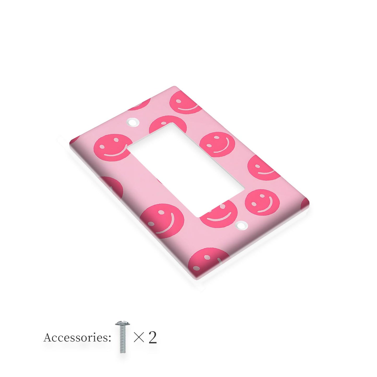 1pc Pink Smile Face Wall Plate Cover, decorative light switch outlet panel, no battery needed, easy to clean, suitable for home wall decor in bedroom or kitchen.