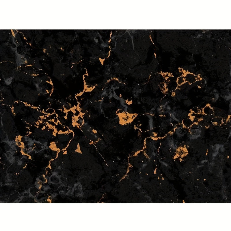 Black golden marble pattern self-adhesive wallpaper, washable, heat & oil resistant, 300x60cm.