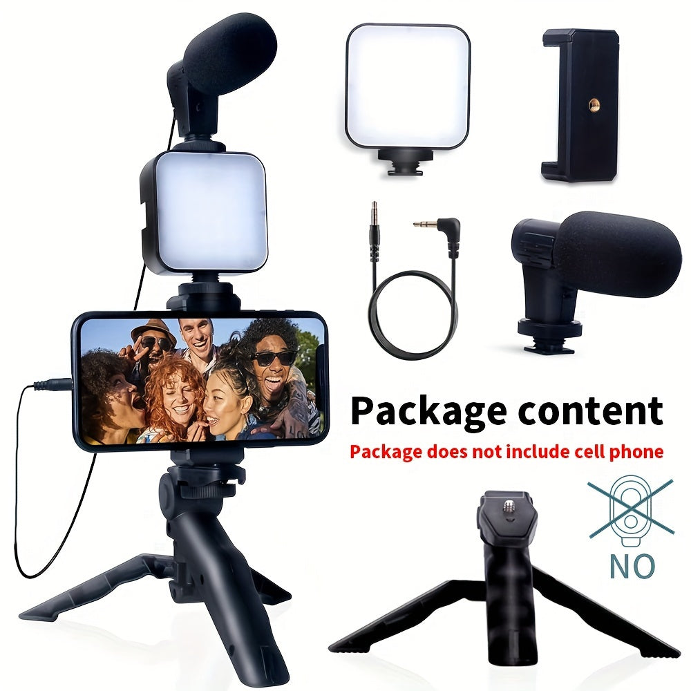 Compatible with both iPhone and Android, the Beginner Video Blogging Kit includes a 10-inch tripod, phone holder, and mini shotgun microphone. Ideal for live streaming, video calls