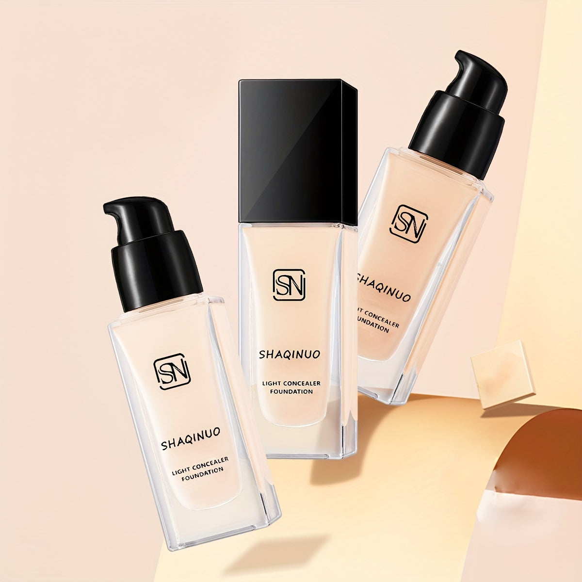 Shaqinuo Light Foundation - Hydrating BB Cream for All Skin Tones, Waterproof, Sweatproof, Evens Skin Tone, Conceals Blemishes, Dark Circles, Pore Minimization, Black Pump Dispenser