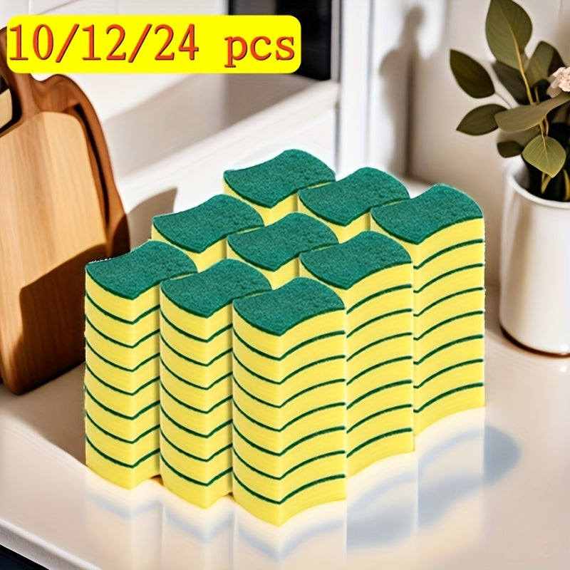 Nano Sponge Magic Dishcloth in sets of 10pcs, 12pcs, or 24pcs. These versatile cleaning tools can be used as a sponge, scouring pad, square rag, or minimalist style rag for cleaning sinks, kitchen stoves, and other surfaces. The antibacterial washable