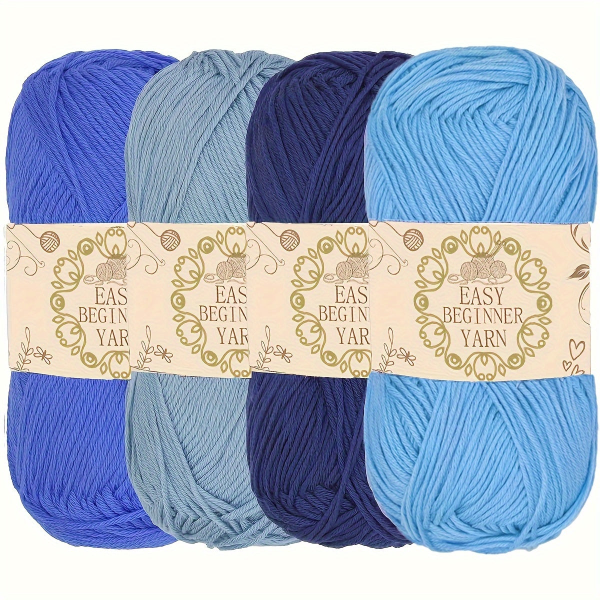 Bundle of 4 soft and cozy acrylic yarns, each weighing 50g. Made from 100% acrylic and 4-ply handcraft yarn, perfect for DIY crochet and knitting projects. Ideal as a DIY gift.