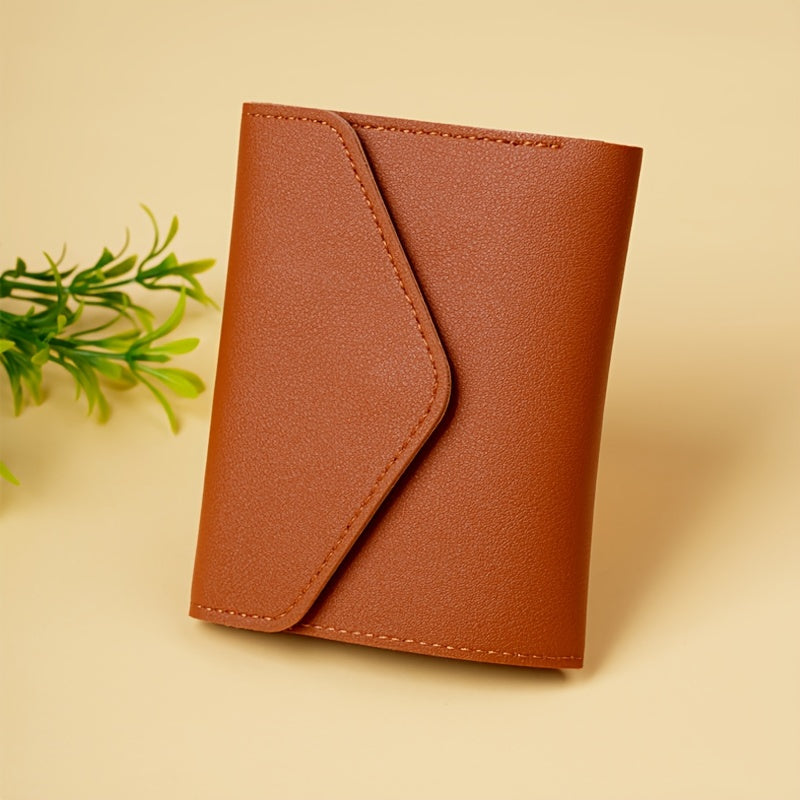 Compact and lightweight 3-fold PU wallet with zipper closure, perfect for girls and adults.