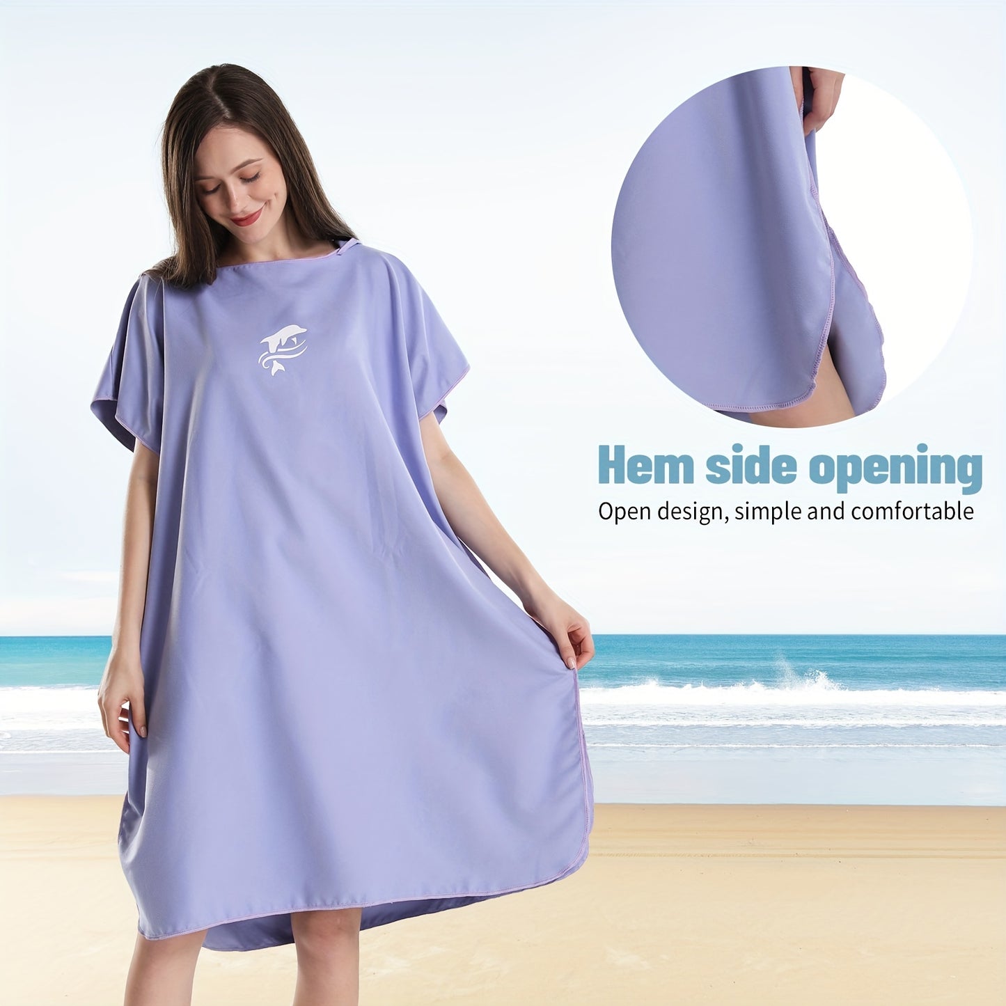 1pc Surf Poncho Towel, Microfiber Unisex Bathrobe for Surfing, Swimming, Diving, Beach, One Size Fits All.