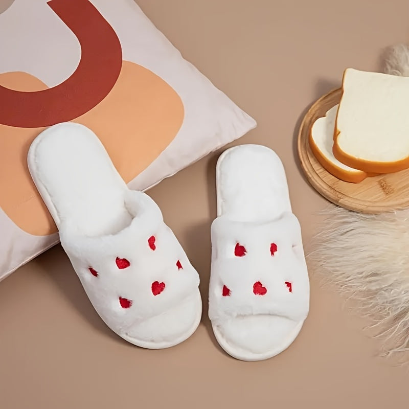 Cozy Open Toe Plush Slippers for Home