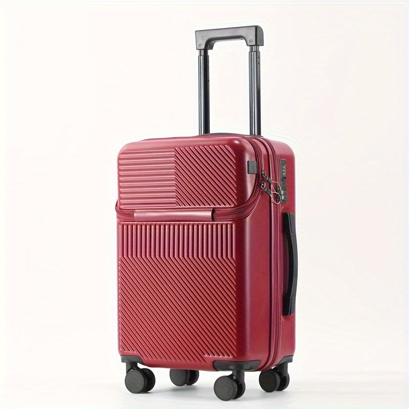 Compact 20-inch carry-on with cup holder and retractable handle.