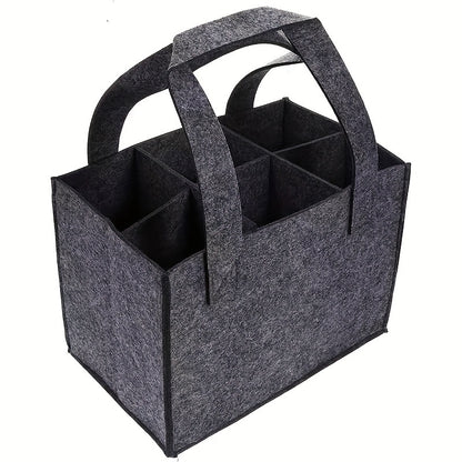 The Red Wine Portable Felt Bag can hold up to 6 bottles of wine or beer.