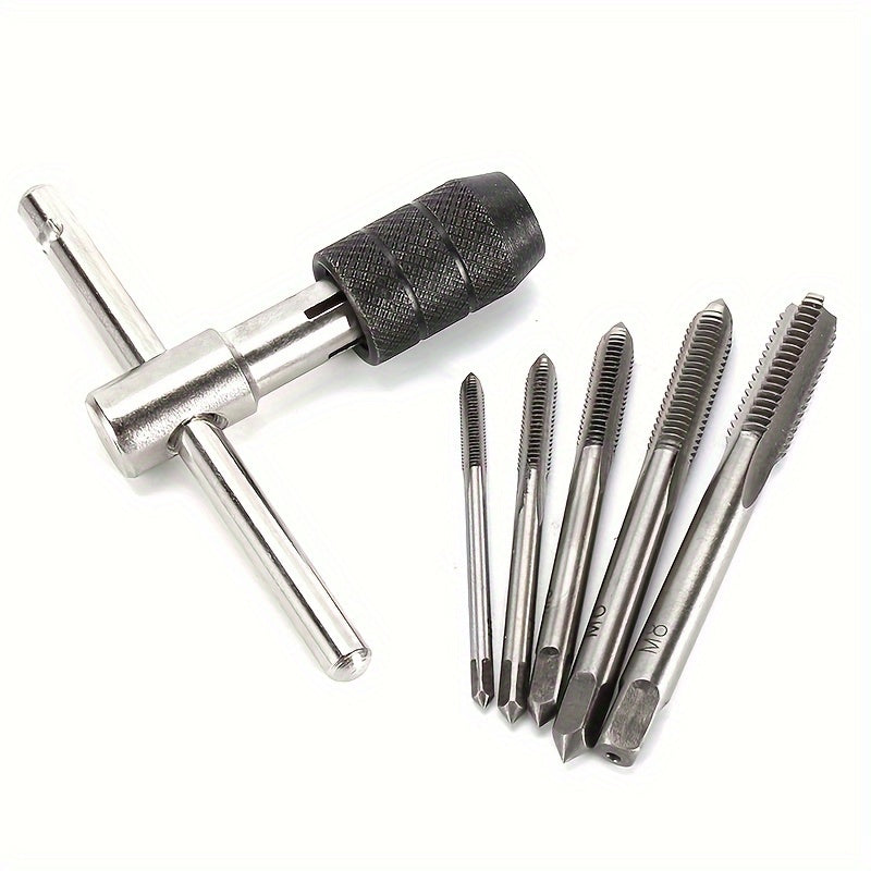 Durable T-Handle Tap Wrench Set for Metal Machinists, DIY Repairs & Crafts, with Adjustable Size for M3-M8 Metric Screw Threads