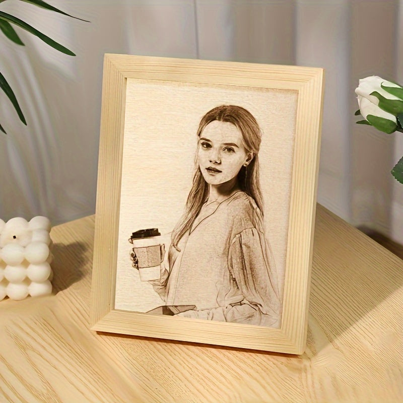 Customized Photo Gift - Customize Your Picture for Engraved Wooden Frame - Ideal for Celebrating Birthdays, Anniversaries, Weddings, Valentine's Day, and Home Decoration - Suitable for Ages 14 and Above