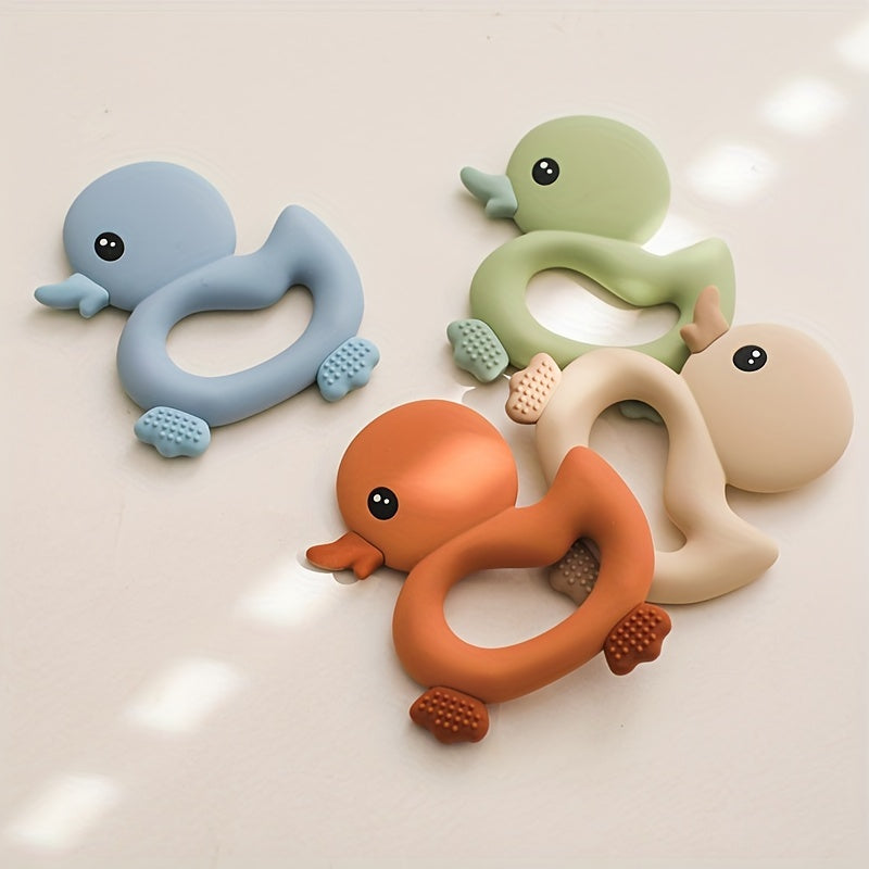 Silicone Teething Toy Shaped like a Duck - Safe for Babies to Chew, Easy to Clean, Ideal Holiday Gift for Christmas, Halloween, and Thanksgiving