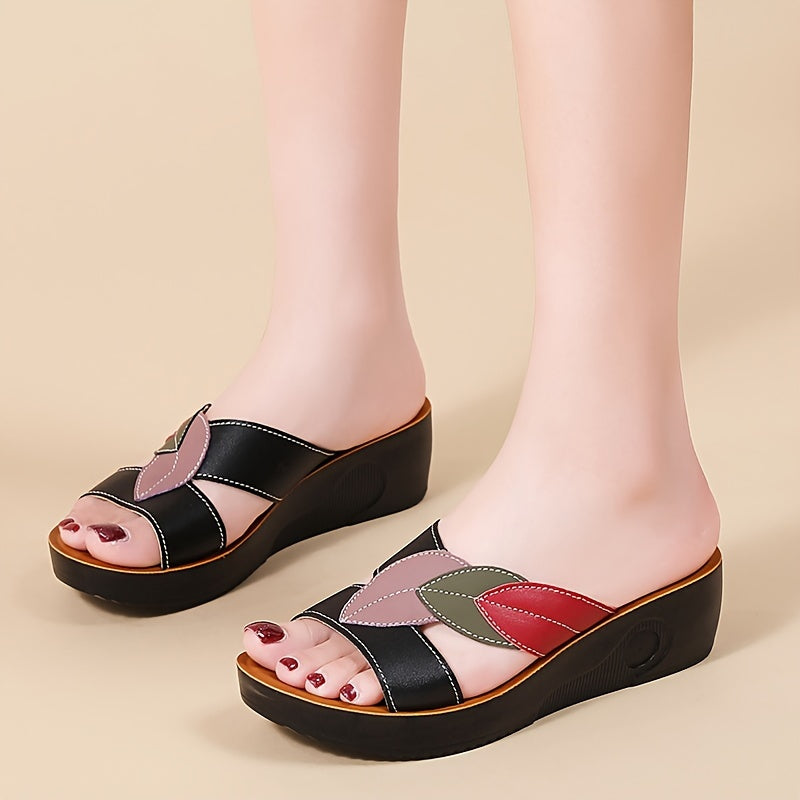 Summer slide sandals for women with casual open toe, thick non-slip sole, faux cover, and easy slip-on design.