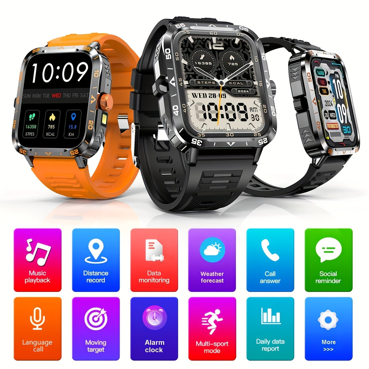 2024 New Smart Watch with Answer/Call feature, LED Altimeter, Barometer, 100+ Sports Mode, 300mAh Battery, Weather Viewing, Pedometer, Fitness Tracker, and compatibility with Android and