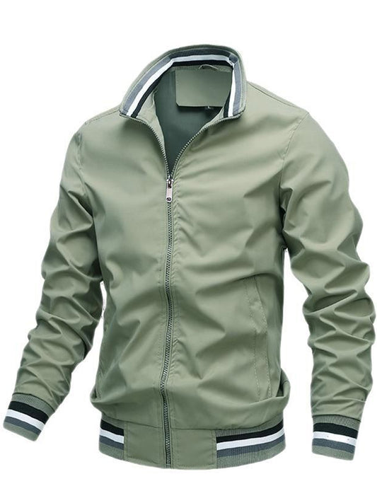 Casual stand collar jacket coat for men, suitable for spring and autumn seasons.