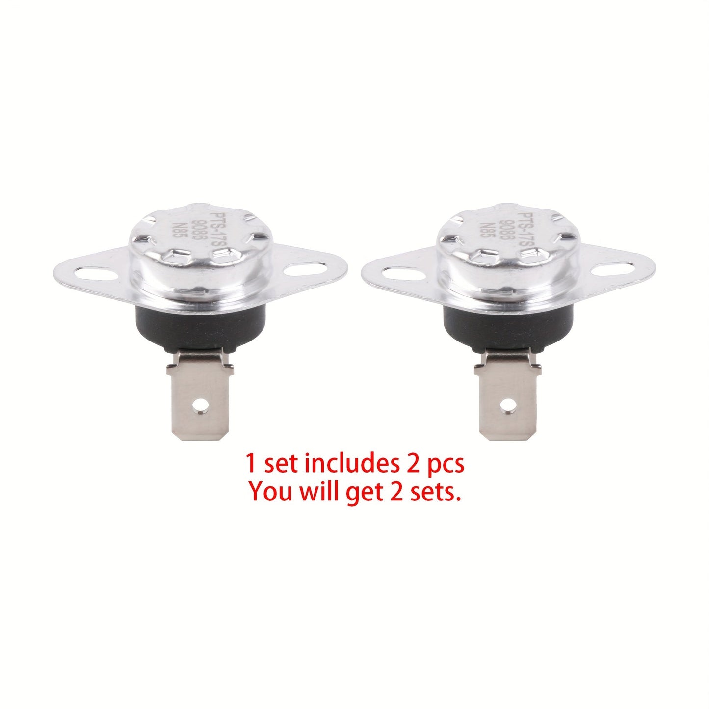 Two to three sets of dryer heater fuse thermistors DC47-00016A, comes in a pack of two, made of aluminum material. Ideal for cooking appliances, kitchen, and restaurant accessories.