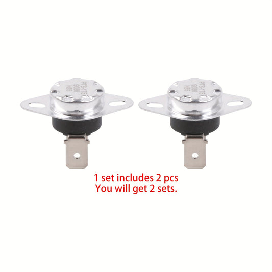 Two to three sets of dryer heater fuse thermistors DC47-00016A, comes in a pack of two, made of aluminum material. Ideal for cooking appliances, kitchen, and restaurant accessories.