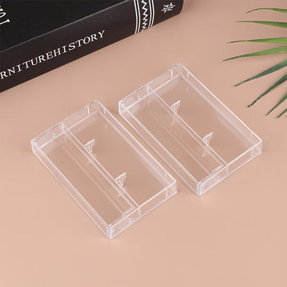 Set of 2 Premium Plastic Cassette Tape Storage Cases - Sturdy, Ready to Use - Available in Black or Transparent