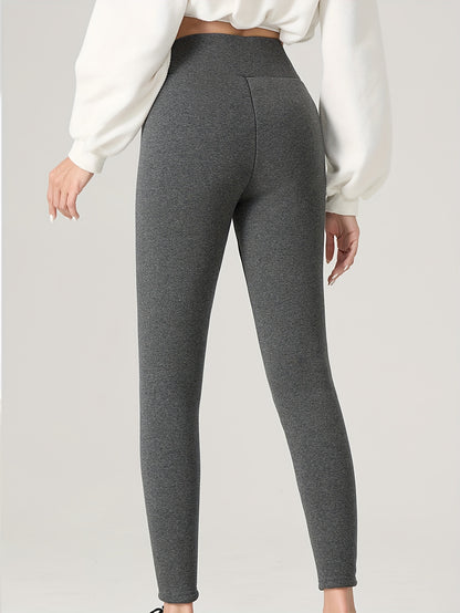 Soft plush lined thermal pants, slim elastic tights for winter, women's lingerie and sleepwear.