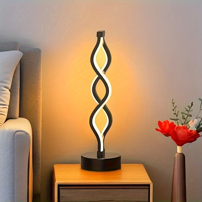 1pc Modern 3-Color LED Table Lamp with Geometric Seaweed Design, USB Powered, Dimmable, Switch Control, Multi-Room Compatible (Battery Not Included)